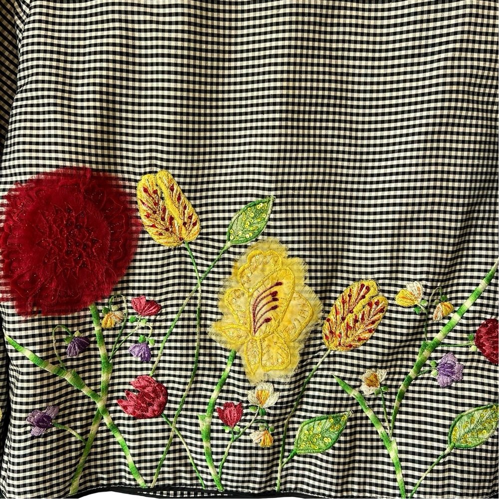 Vintage ANAGE jacket: gingham, embroidered, beaded, sequined, floral details - Picture 13 of 17